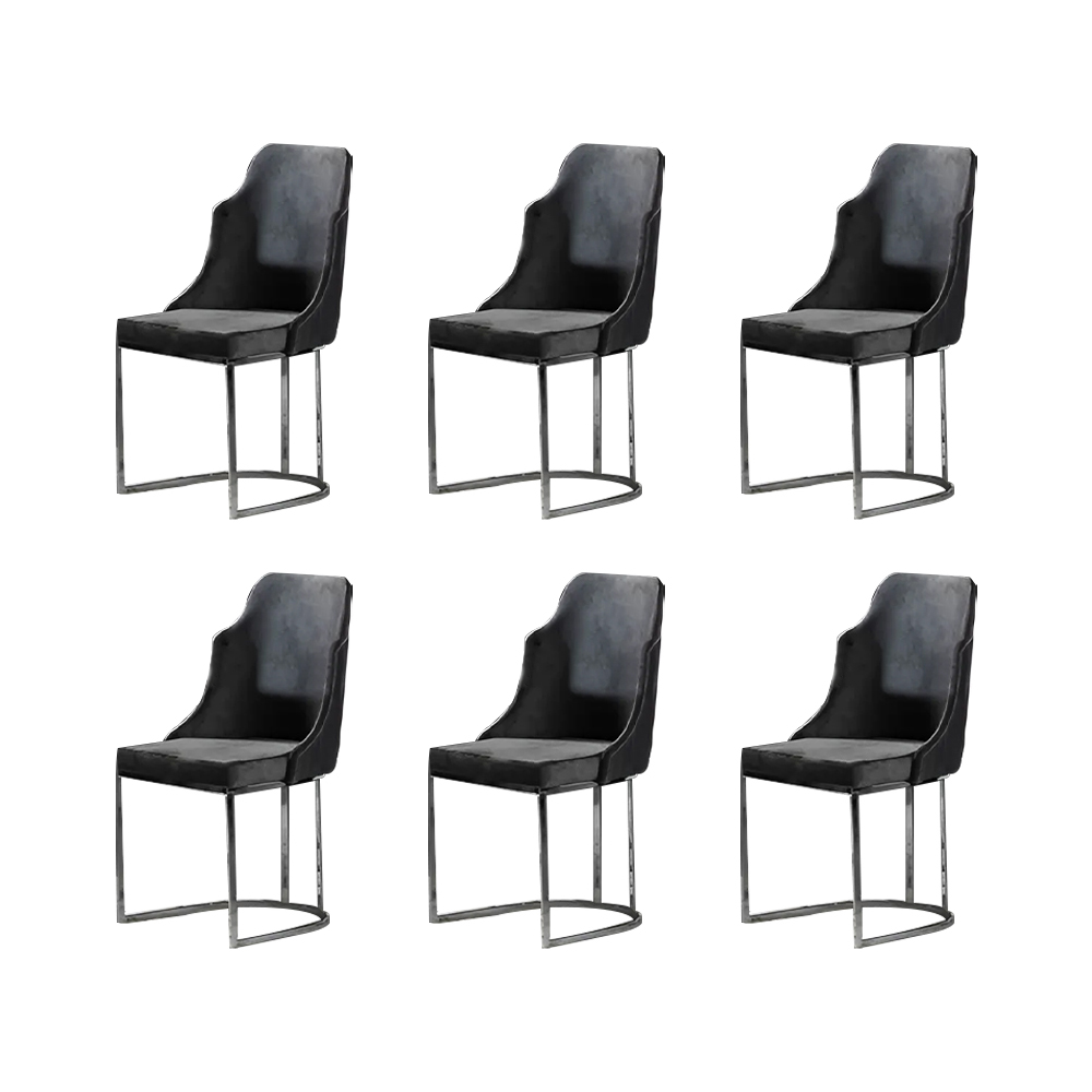 Group dining chairs, kitchen chairs, gray, 6-piece, fabric, metal