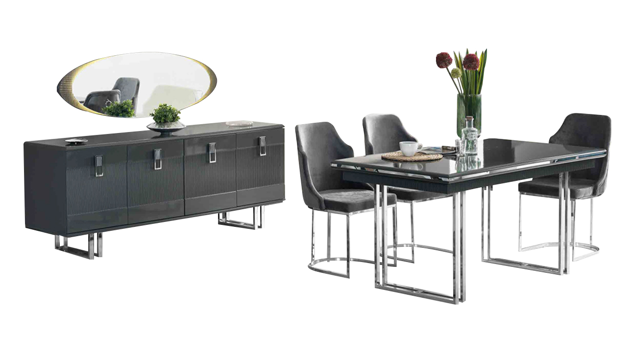 Dining table dining set ensemble table chairs set dining group sideboard 7-piece.