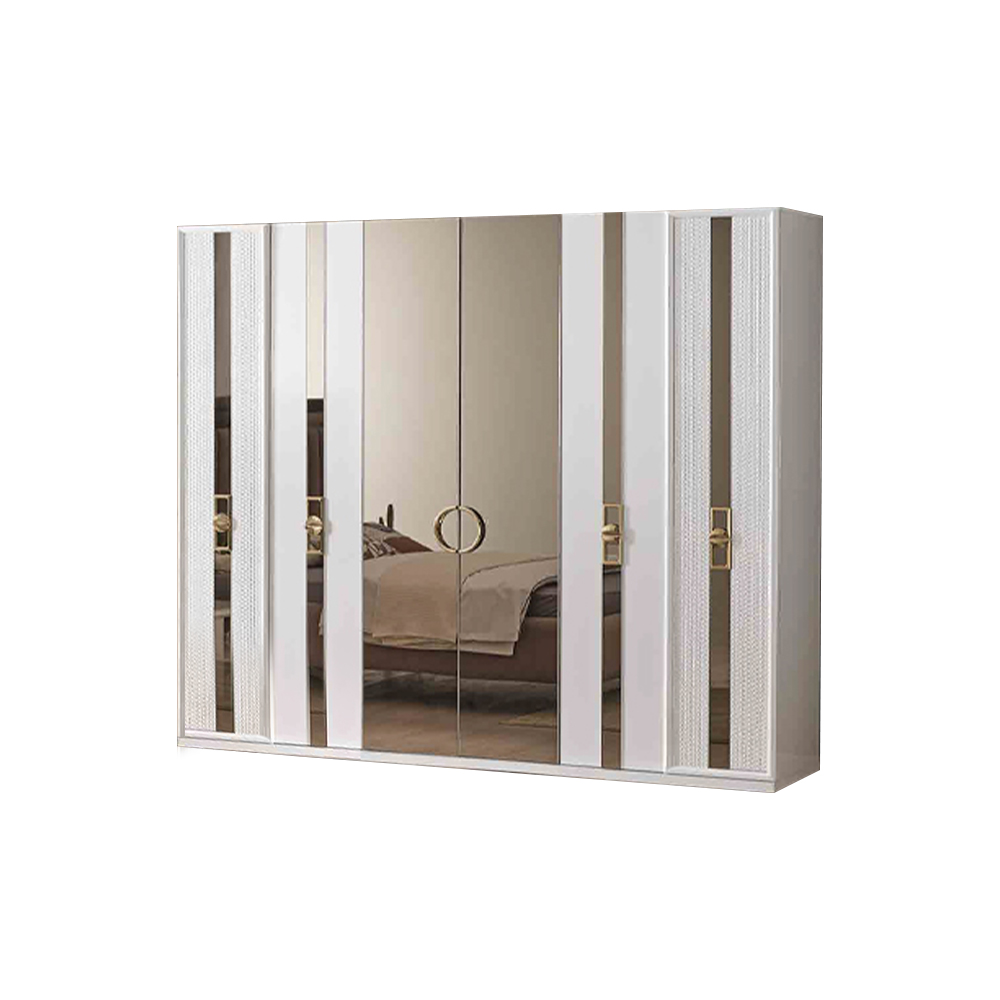Modern white wardrobe large bedroom cabinets elegant furniture cupboard