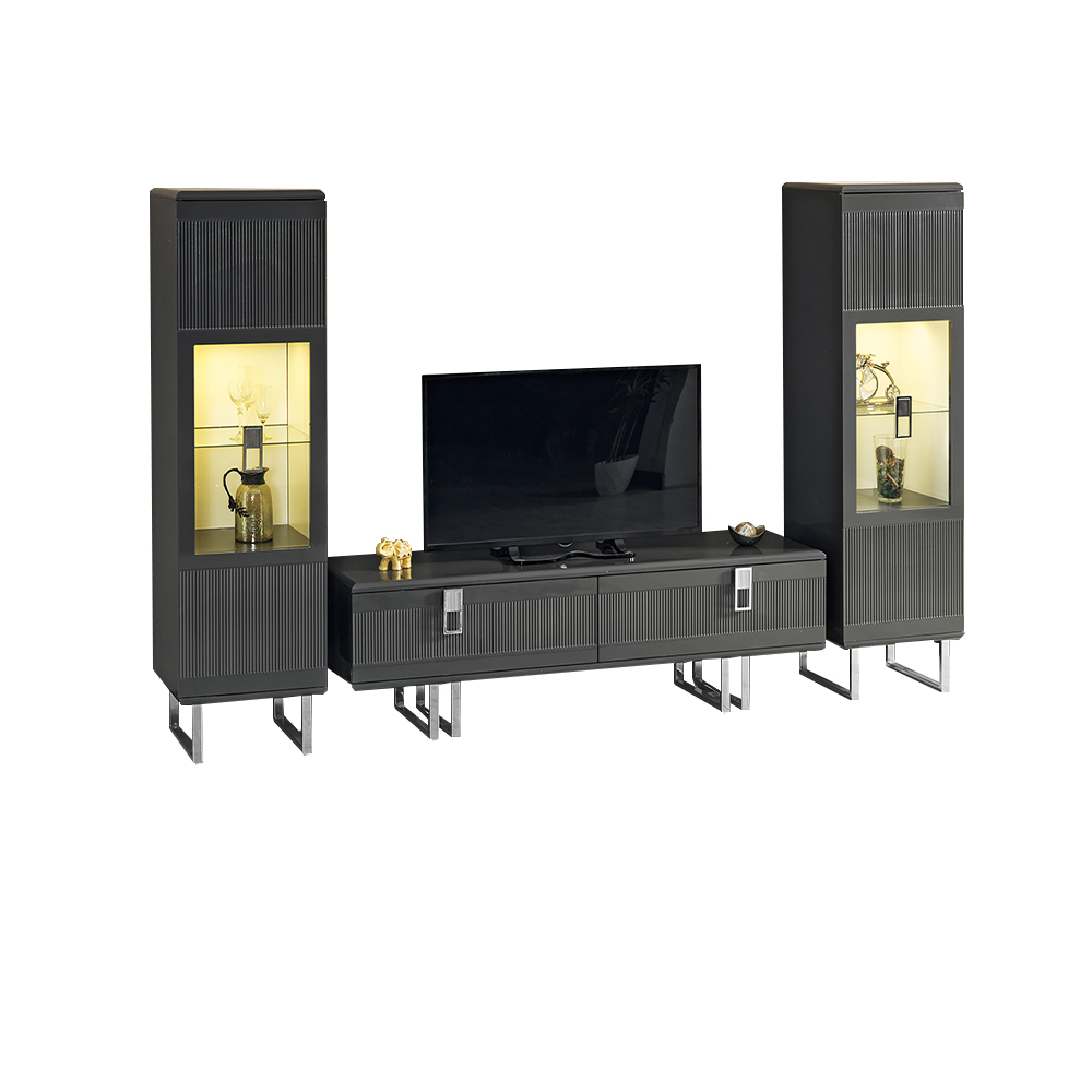Complete display cabinets TV stands gray living room 3-piece sideboard