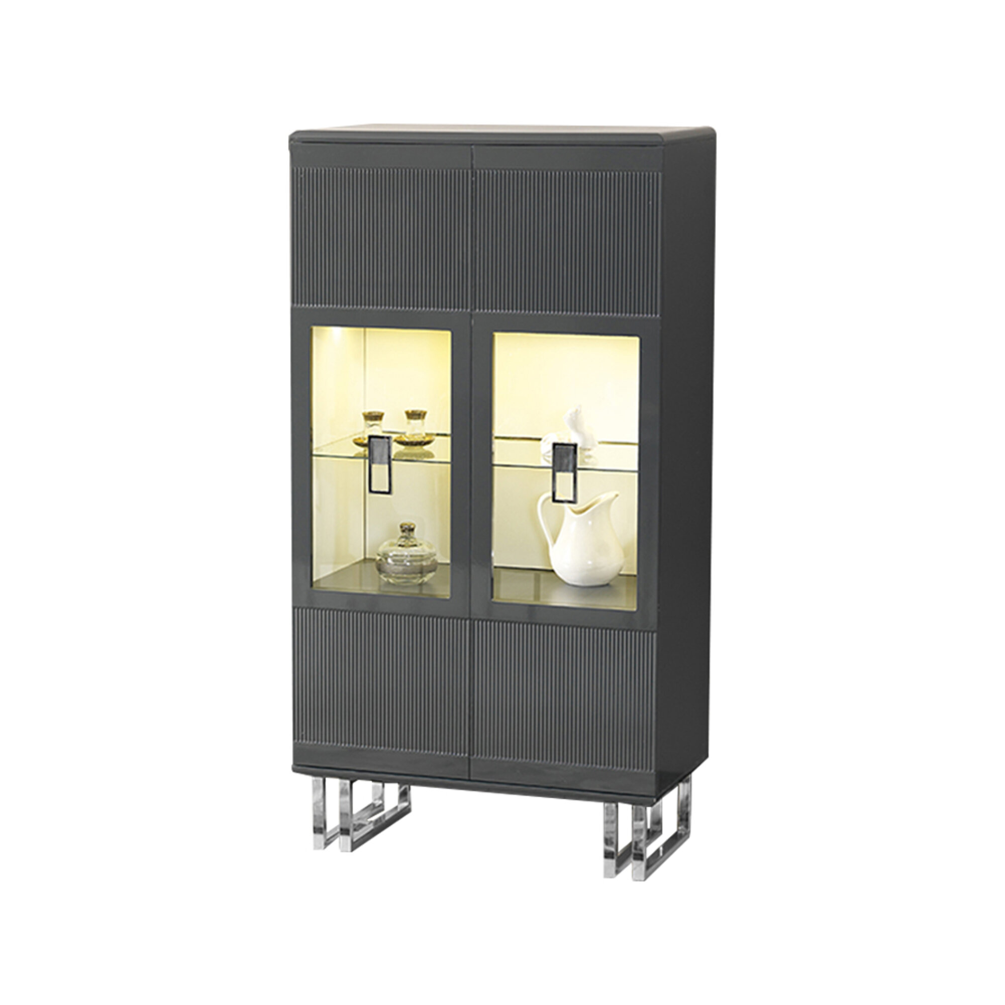 Showcase cabinet wooden cabinet gray glass showcase wooden display case luxury glass cabinet