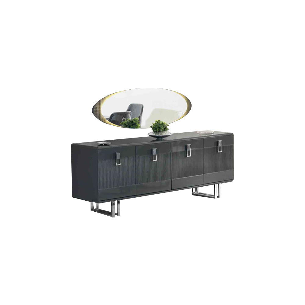 Dresser Buffet Cabinet Sideboard Dining Room Gray Table Luxury Mirror