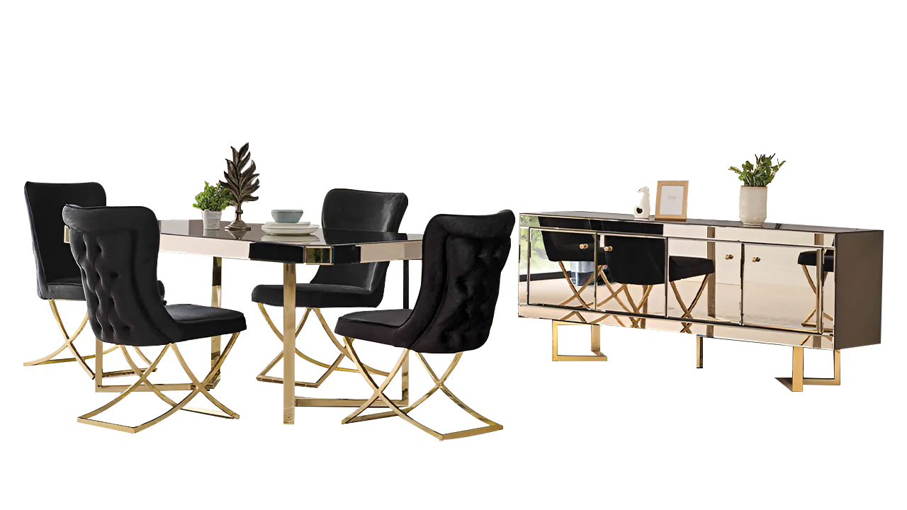 Dining table dining group table and chairs set dining group sideboard 8-piece.