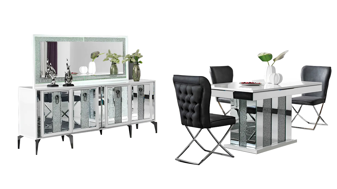 Dining table dining set table chairs set dining group sideboard group 7 pieces.