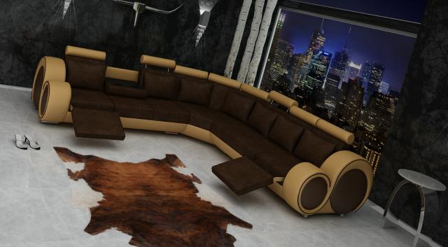 TEXTILE SOFA + USB, DESIGNER SOFA CORNER SOFA LIVING LANDSCAPE NEW SET LEATHER