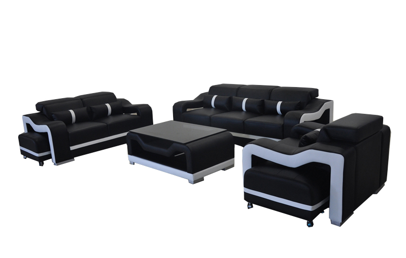 Sofa leather + USB, couch upholstery set 3+2+1 seat complete set designs