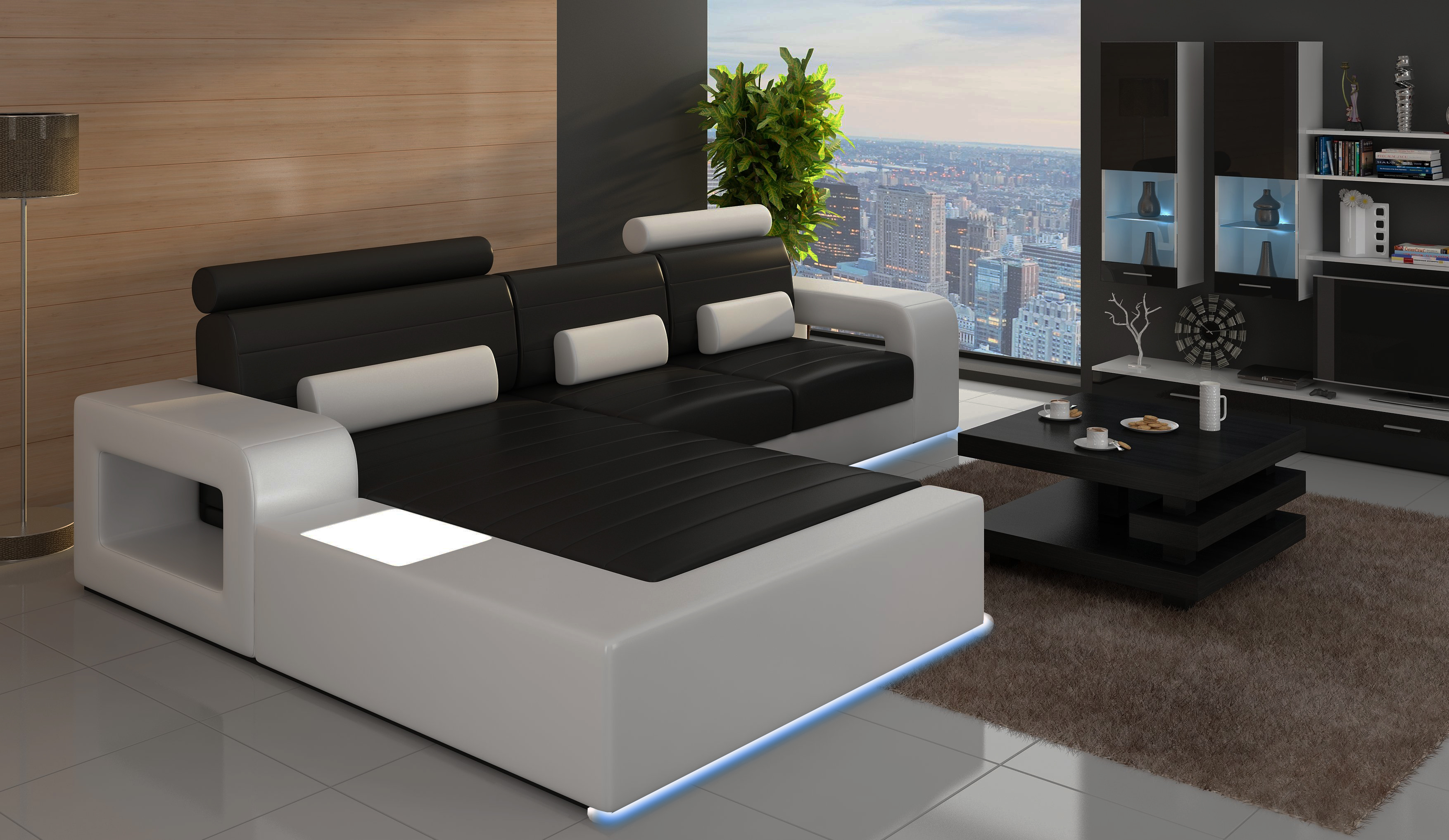 LEATHER CORNER SOFA SET with USB, CUSTOM-MADE LEATHER SOFA SET CORNER SOFA