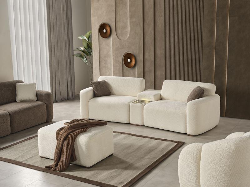 Sofa Set Sofa 4 Seater Ottoman White Upholstered Sofa Living Room