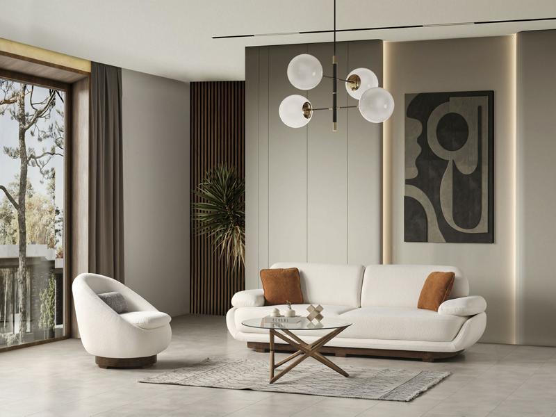 Living Room Set 3+1 Seater Textile Design Upholstered Furniture Sofa Set