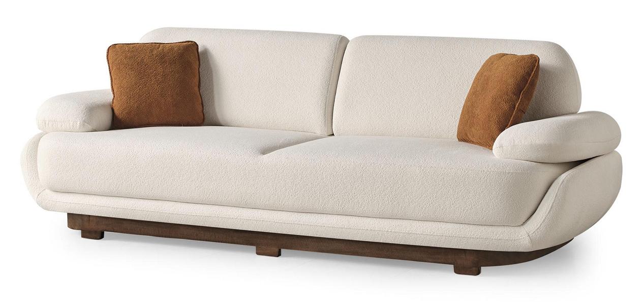 Living Room Sofa 3 Seater Design Textile Furniture Three-Seater Sofa Couch White