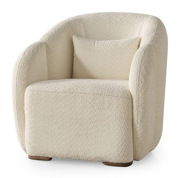 Armchair Living Room Design White Luxury Seating Upholstered Furniture Fabric Armchair