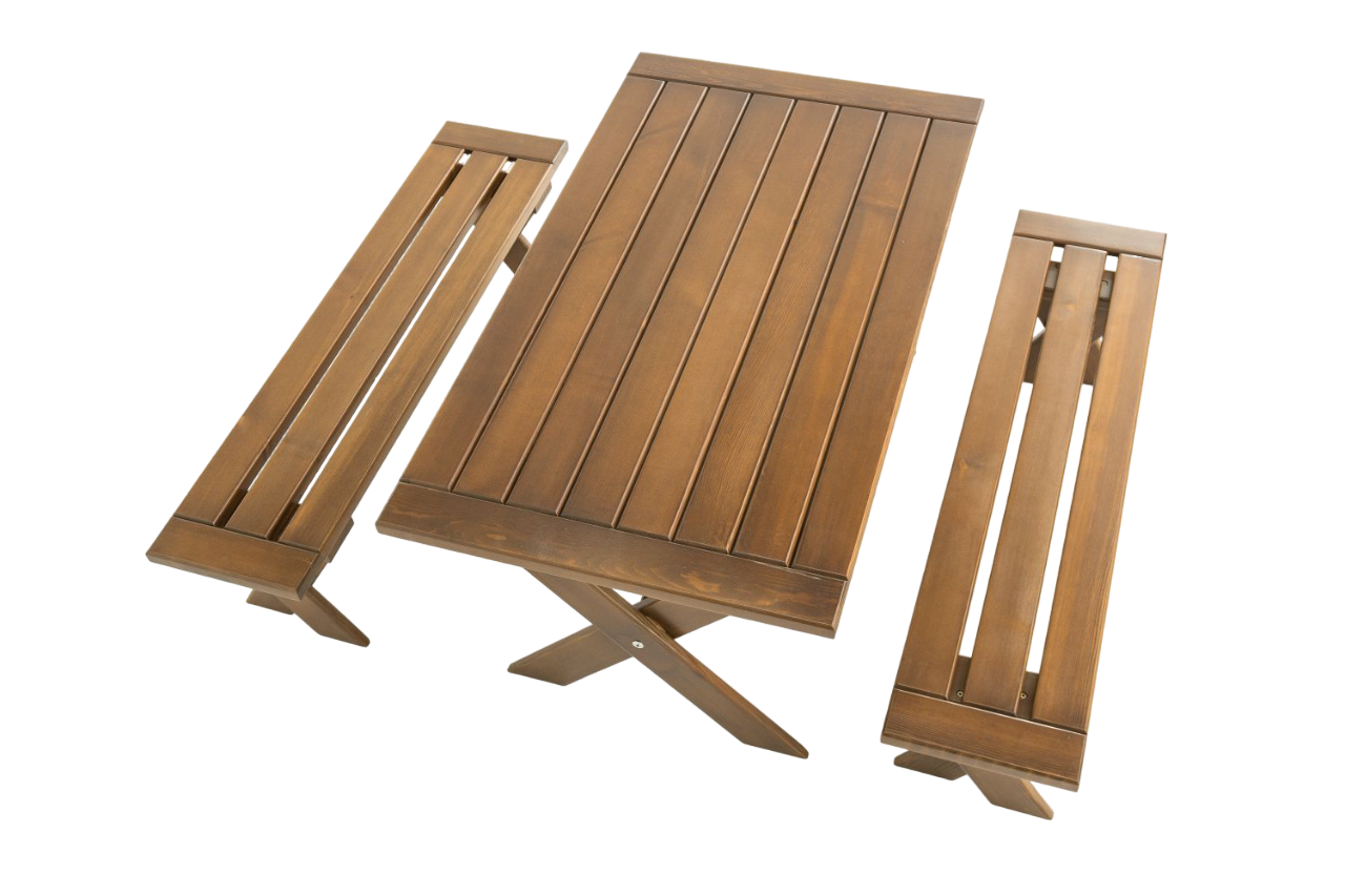 Robust garden wooden furniture elegant dining table garden furniture 2x benches