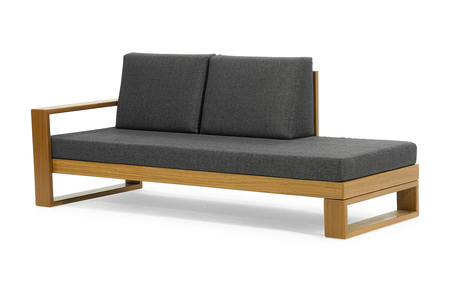 Dark gray three-seater luxurious bench terrace seating wooden frame