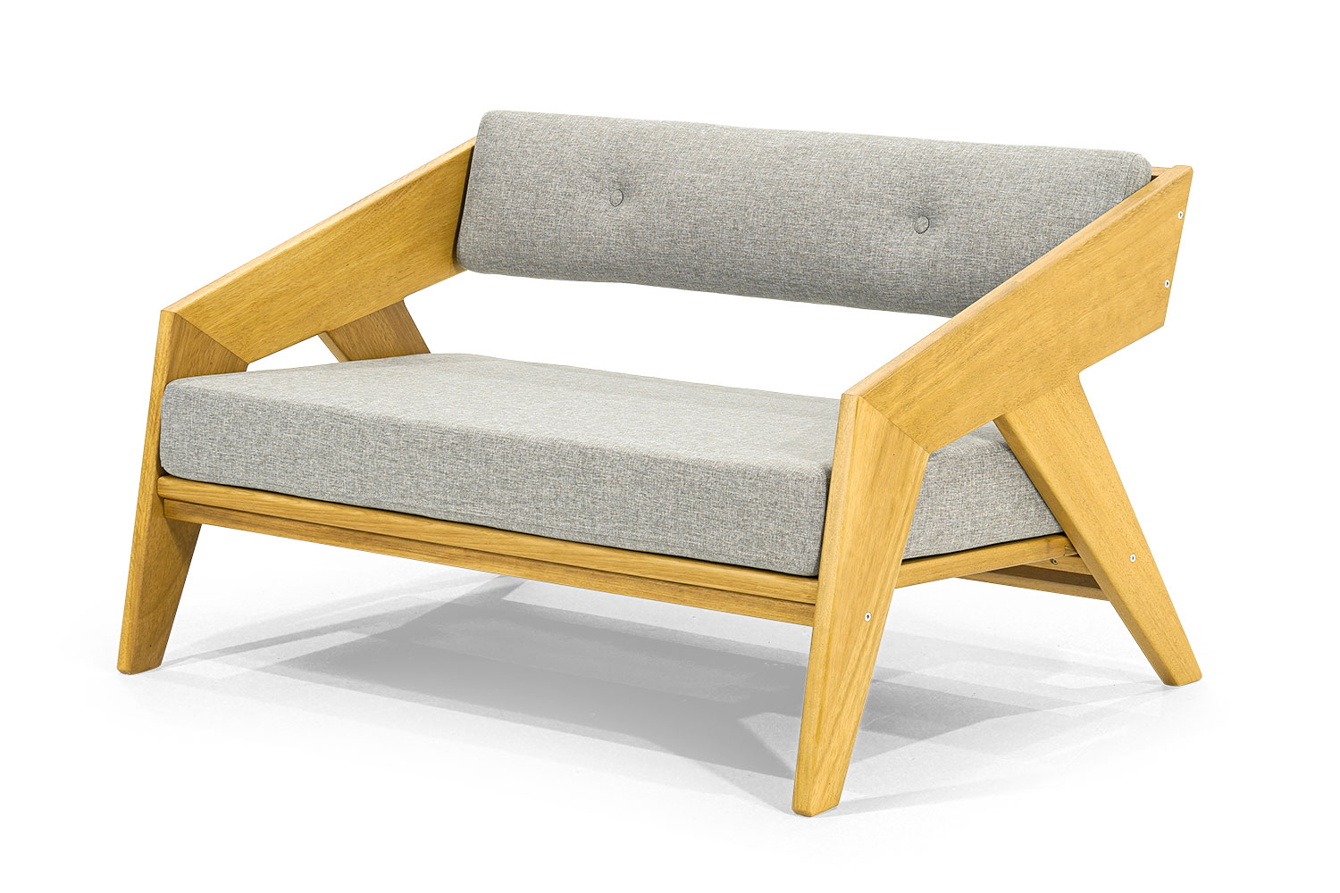 Light beige garden bench wooden bench cushion outdoor luxurious seating furniture