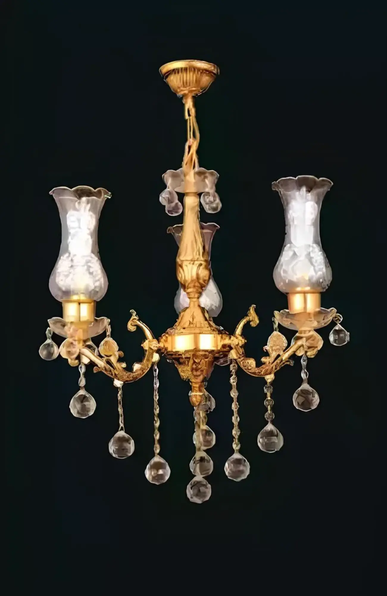 Chandelier gold ceiling lamp crystal light