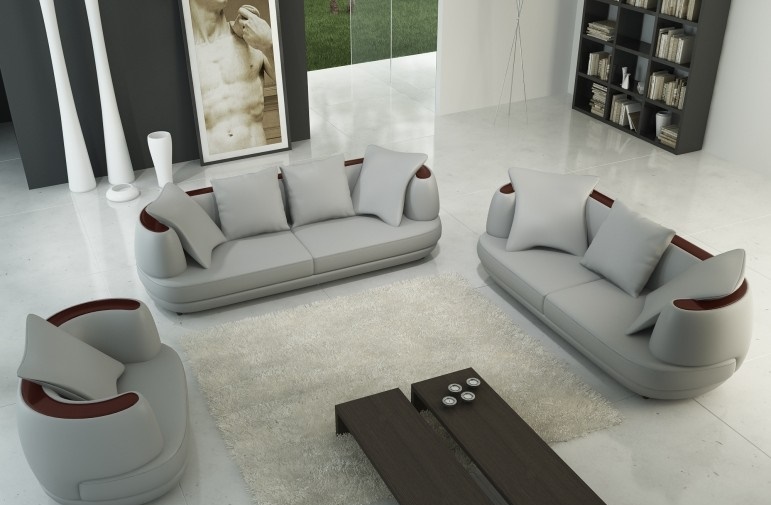 Leather sofa suite 3+2+1 couch seating upholstery sofa set new royal gray
