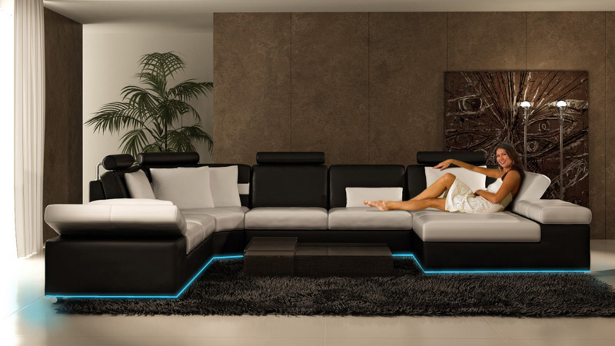 Leather sofa living room couch sectional sofa set modern design sofa K5014