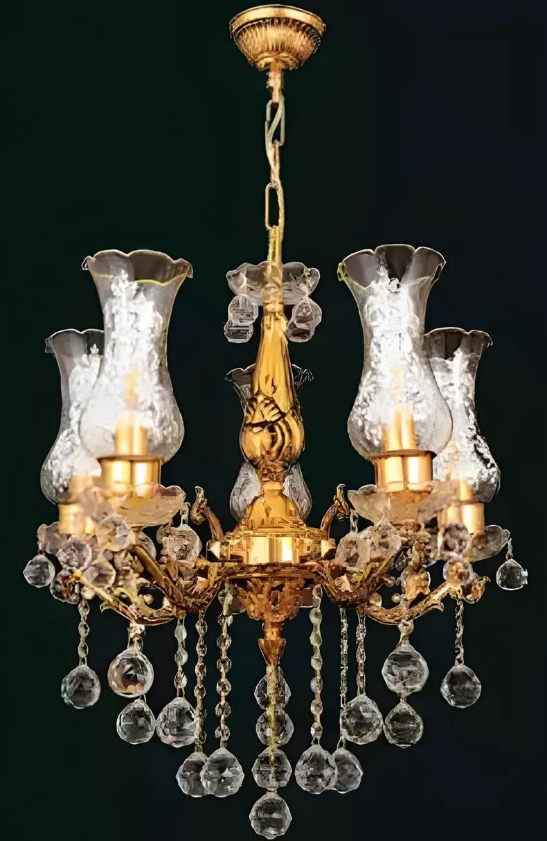 Luxury chandelier gold ceiling lamp crystal art