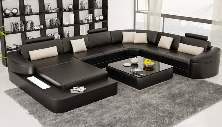 Corner sofa upholstered designer leather sofa big sofa Kelcher.