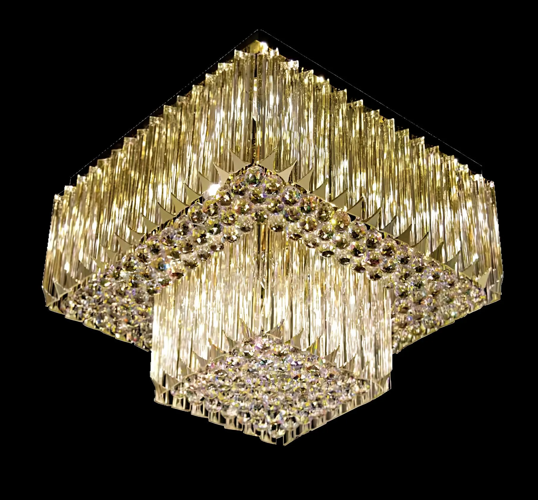 Chandelier ceiling lamp living room gold luxury lighting crystal