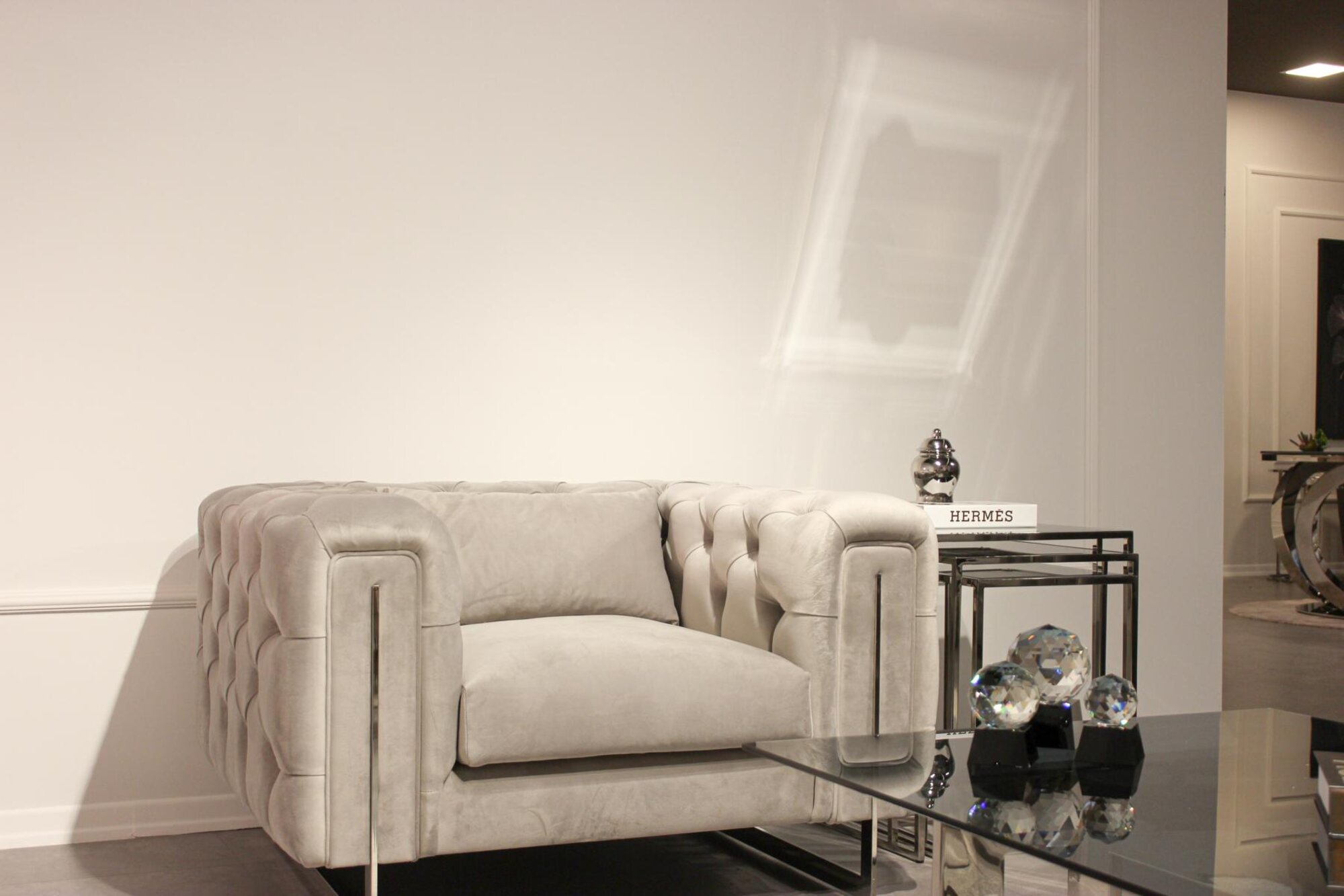 Modern armchair living room Chesterfield furniture upholstery decor textile