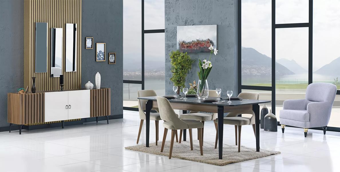 Dining room set 6-piece dining table 4 chairs dining room group sideboard dining group
