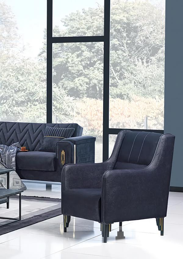 Design Armchair Gray Upholstered Furniture Living Room Upholstered Armchair Modern Seat