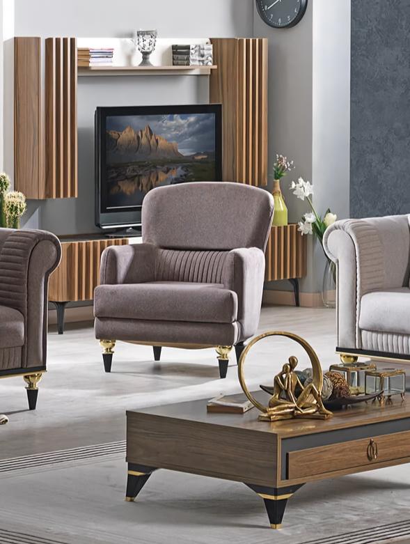 Upholstered furniture armchair gray luxury modern seating upholstered armchair living room