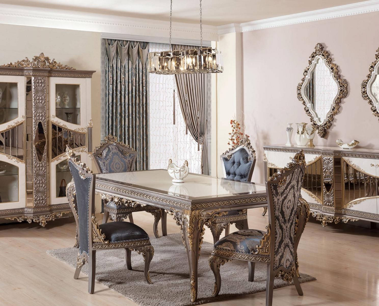 Designer Classic Dining Room Set Chair Group Dining Table Set 5-piece