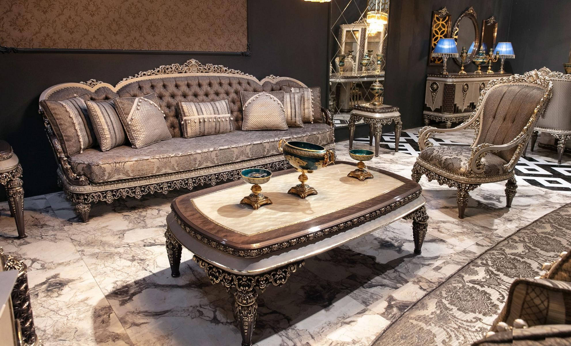 Taupe Classic Chesterfield Sofa Set 3+1+1 Seater Luxury Couches