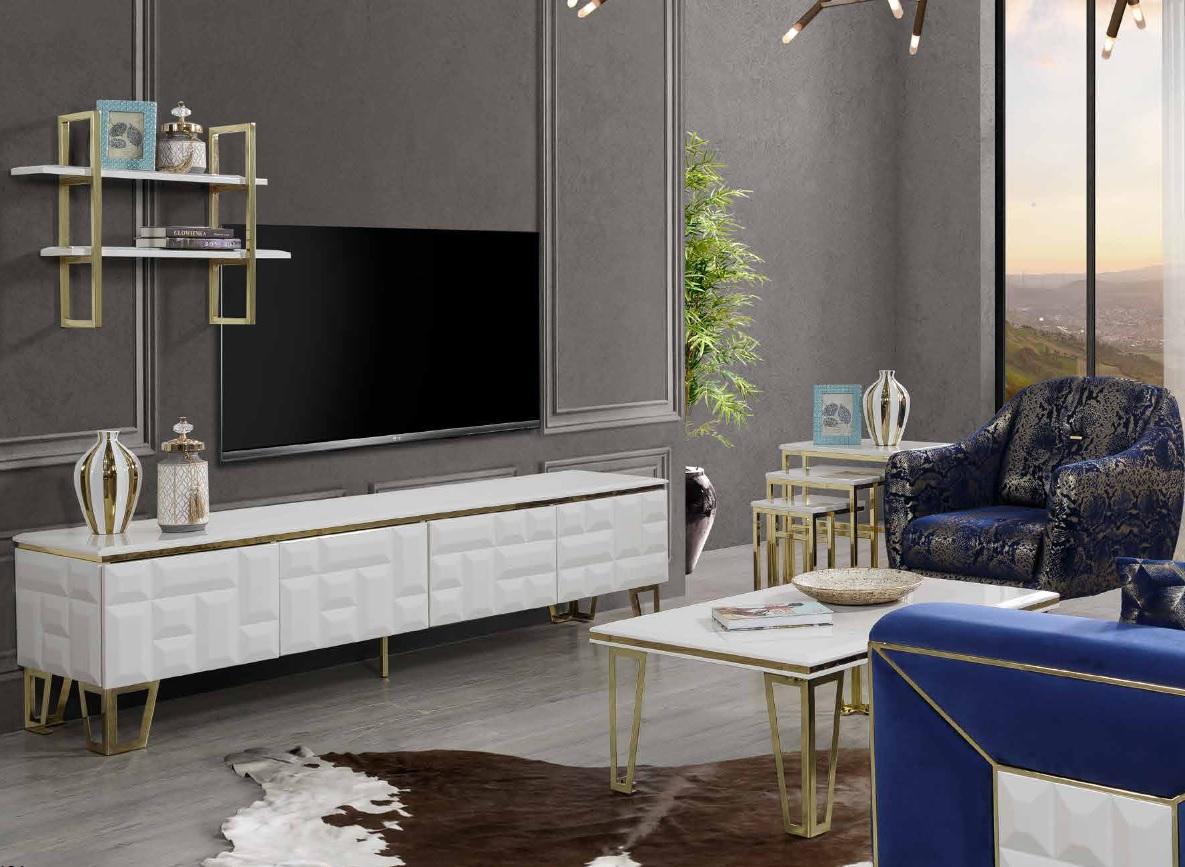 Stylish living room wall unit designer stainless steel shelf modern TV cabinet