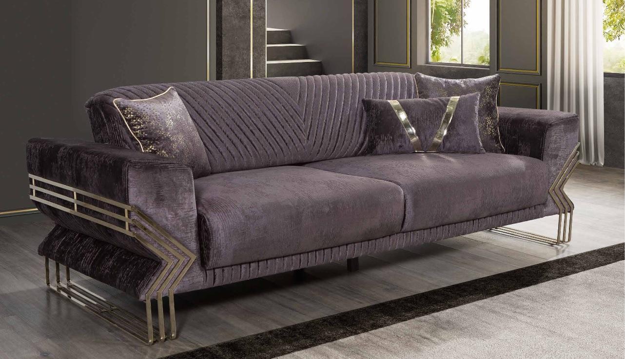Modern purple three-seater designer couch upholstered sofa living room 3-seater