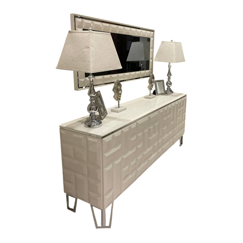 White luxury dresser designer rectangular mirror modern sideboard