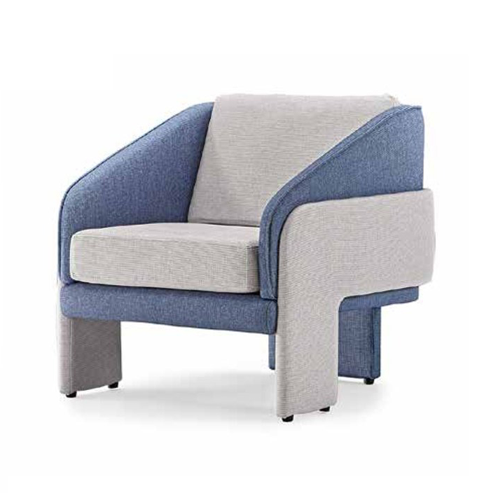 White-Blue Single Seater Upholstered Relax Armchair Designer Living Room Armchair