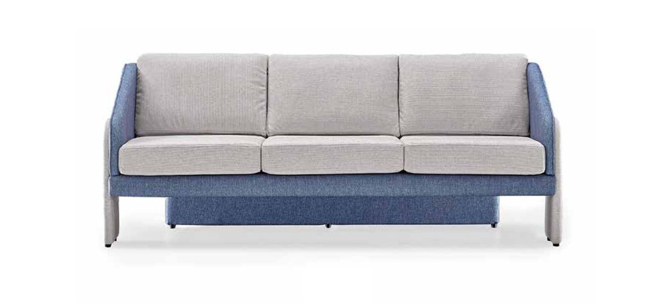 Gray-Blue Three-Seater Modern Upholstered Sofa Designer Living Room Couch