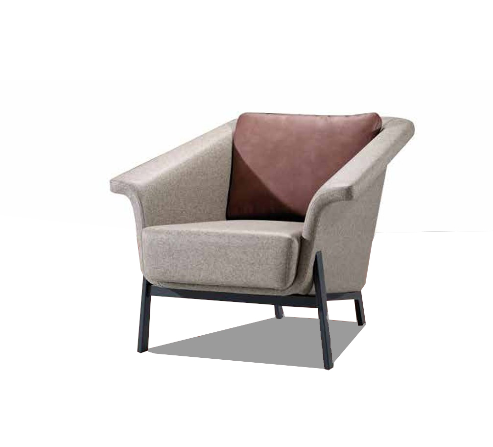 Gray single-seater designer armchair living room leather chair 1-seater