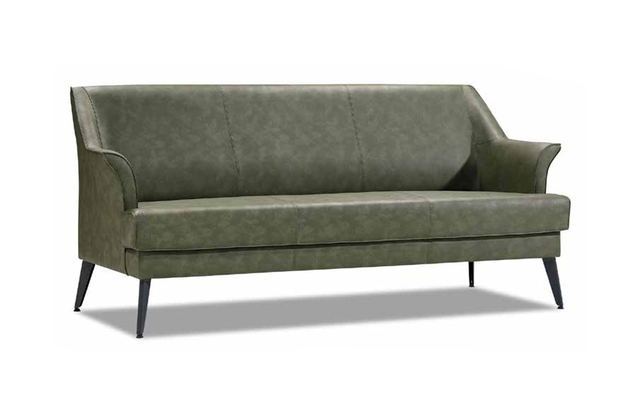 Three-seat sofa living room upholstered furniture leather green modern style
