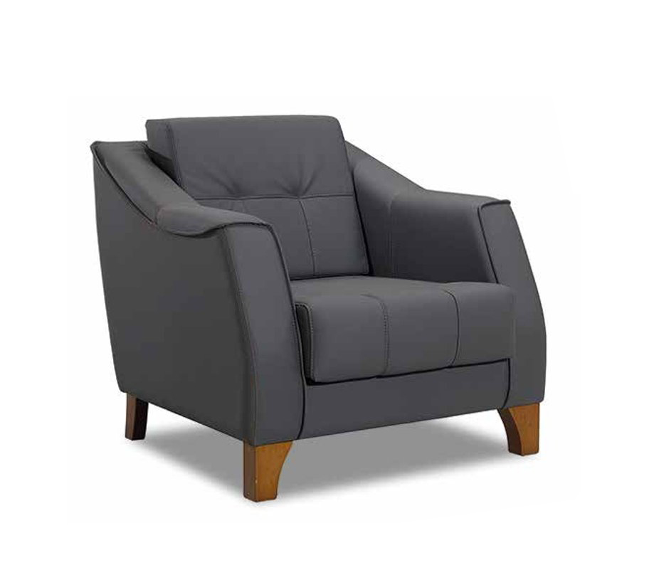 Armchair 1 Seater Leather Upholstered Furniture Modern Design Luxury Gray