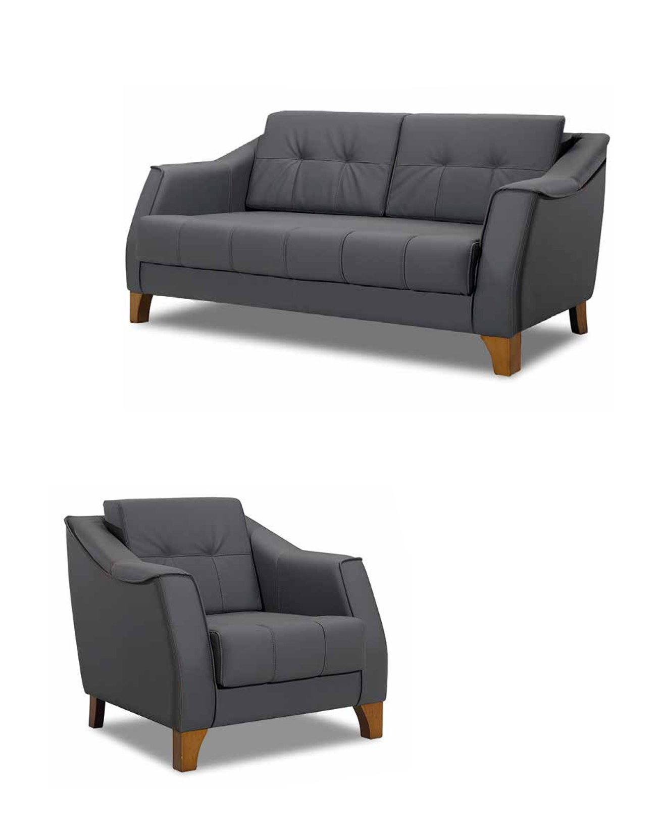 Sofa set Sofa 2 + 1 seat living room leather upholstered furniture modern style gray