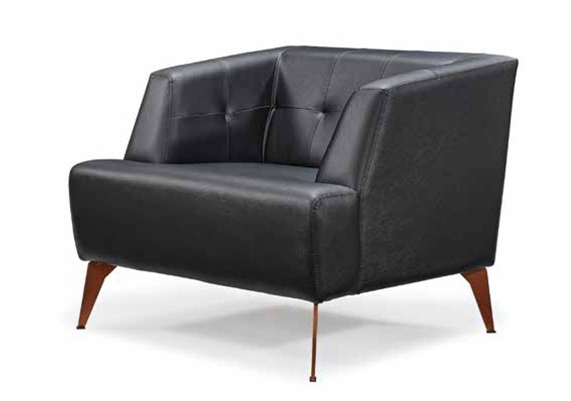 Black faux leather armchair living room upholstered single seat TV chair