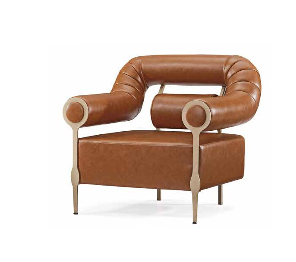 Chair 1 Seater Leather Upholstered Furniture Modern Design Luxury Brown