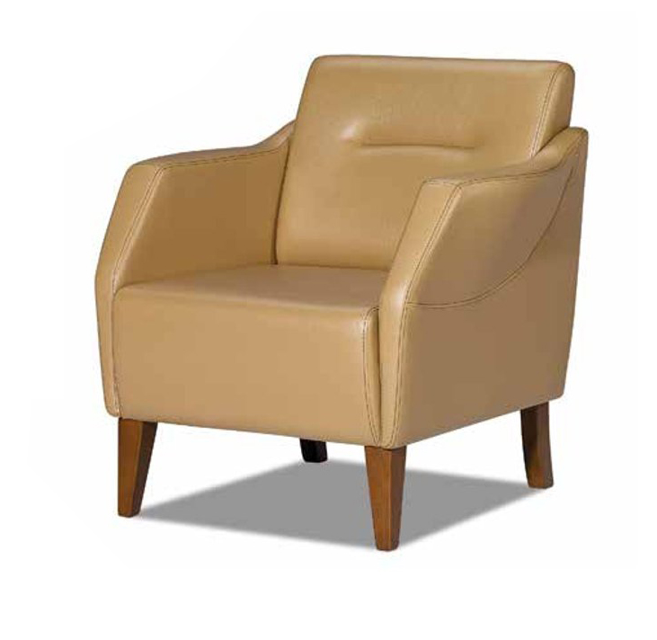 Beige living room armchair, luxury design, leather lounge club wingback chair.