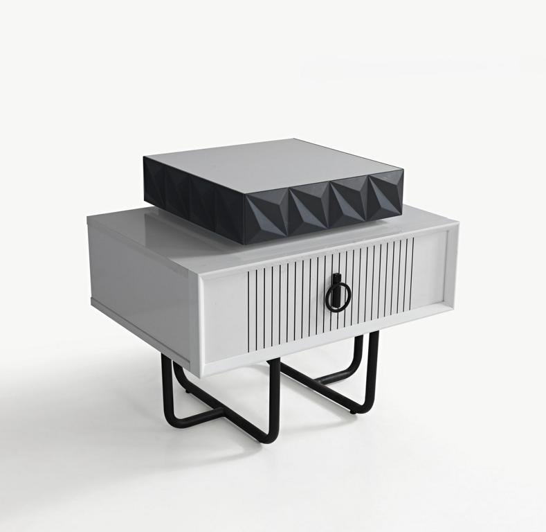 Bedroom Nightstand Furniture Luxury Modern Gray New Design Wood Metal