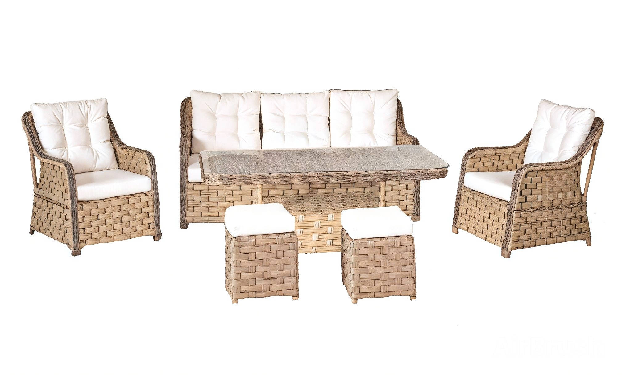 Robust garden rattan furniture set elegant coffee table garden furniture armchair sofa 3-seater