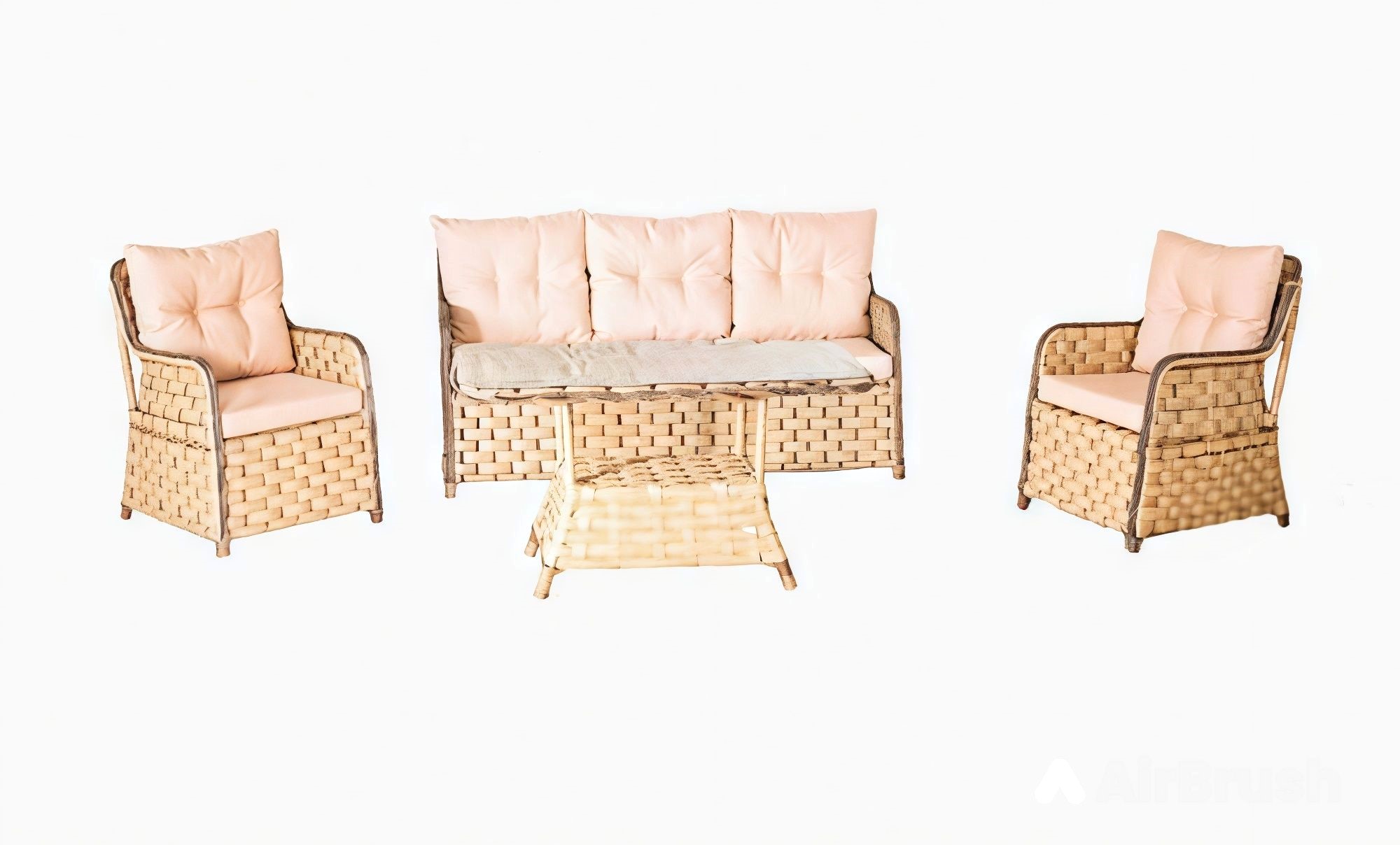 Stylish garden furniture designer sofa 3-seater 2x upholstered armchairs coffee table