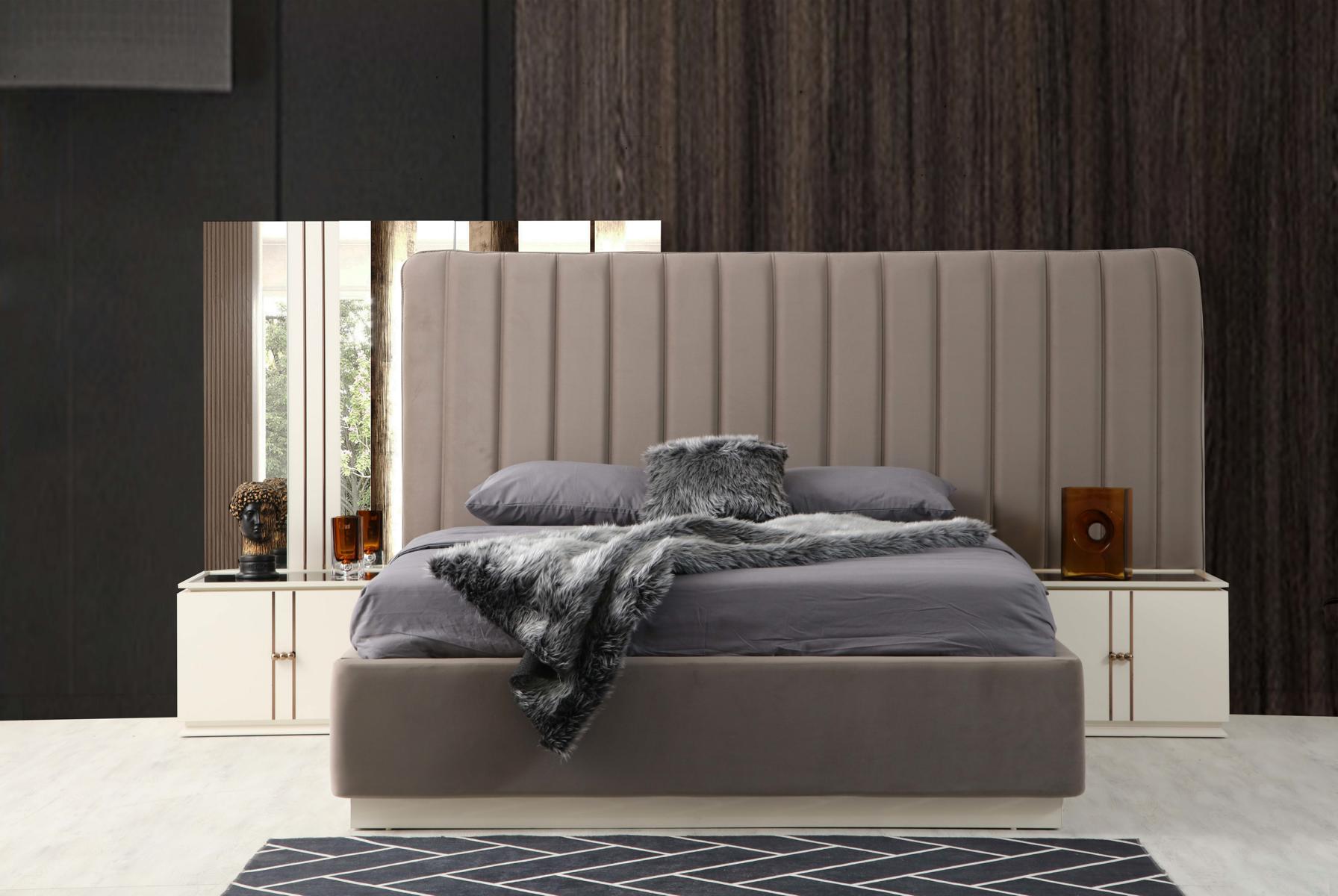 Design Bedroom Set Elegant Luxury Bed and 2x Nightstands Modern