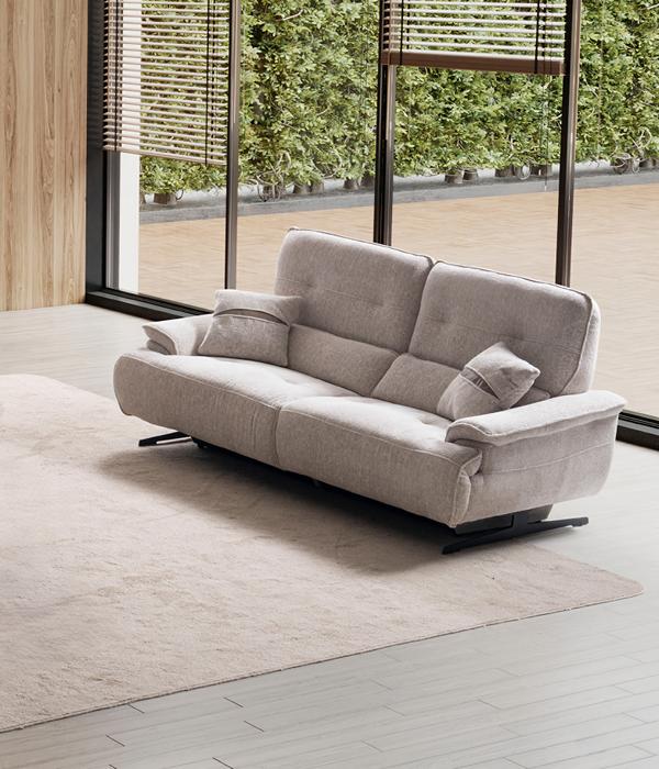 Beige 3-Seater Sofa Upholstered Design Luxury Textile Couch Fabric