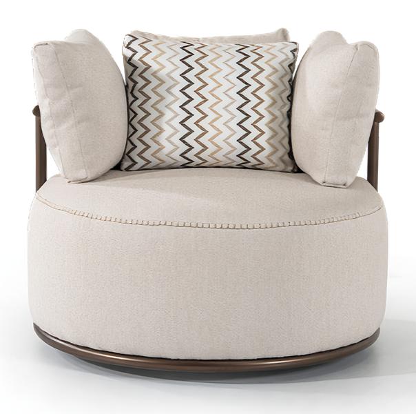 Round Armchair Upholstery Luxury Relax Armchair Club Lounge Single Seat Hotel