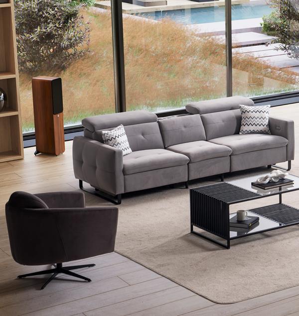 Sofa Couch Living Room Set Sofa Furniture 3+1 Gray Fabric Sofas Furniture Set