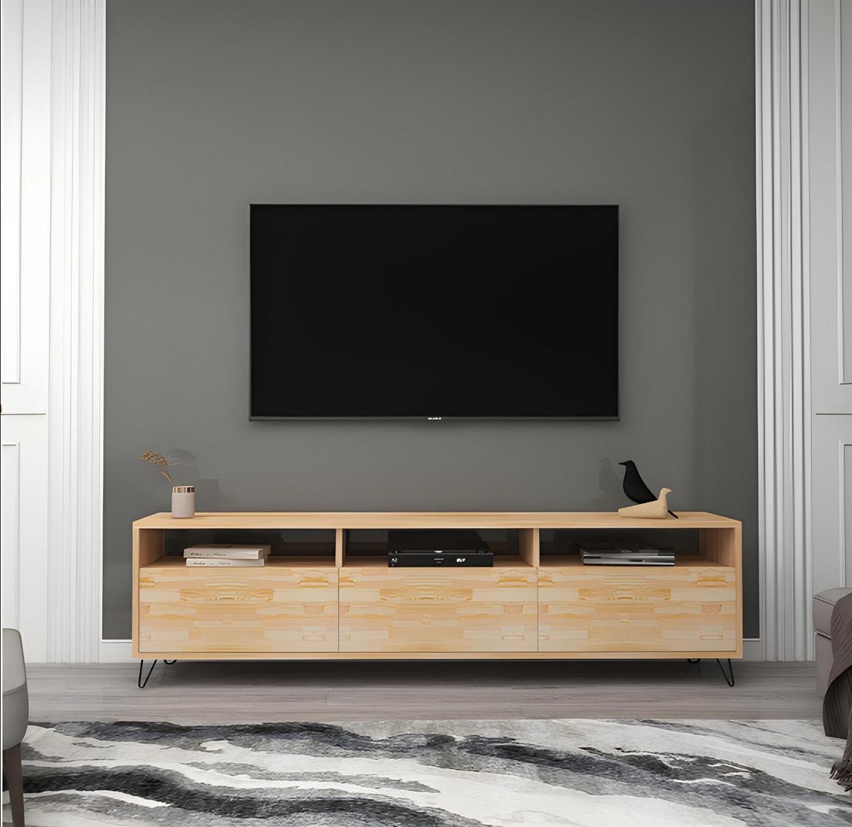 Hell brown TV stand designer lowboard wood living room furniture elegant RTV